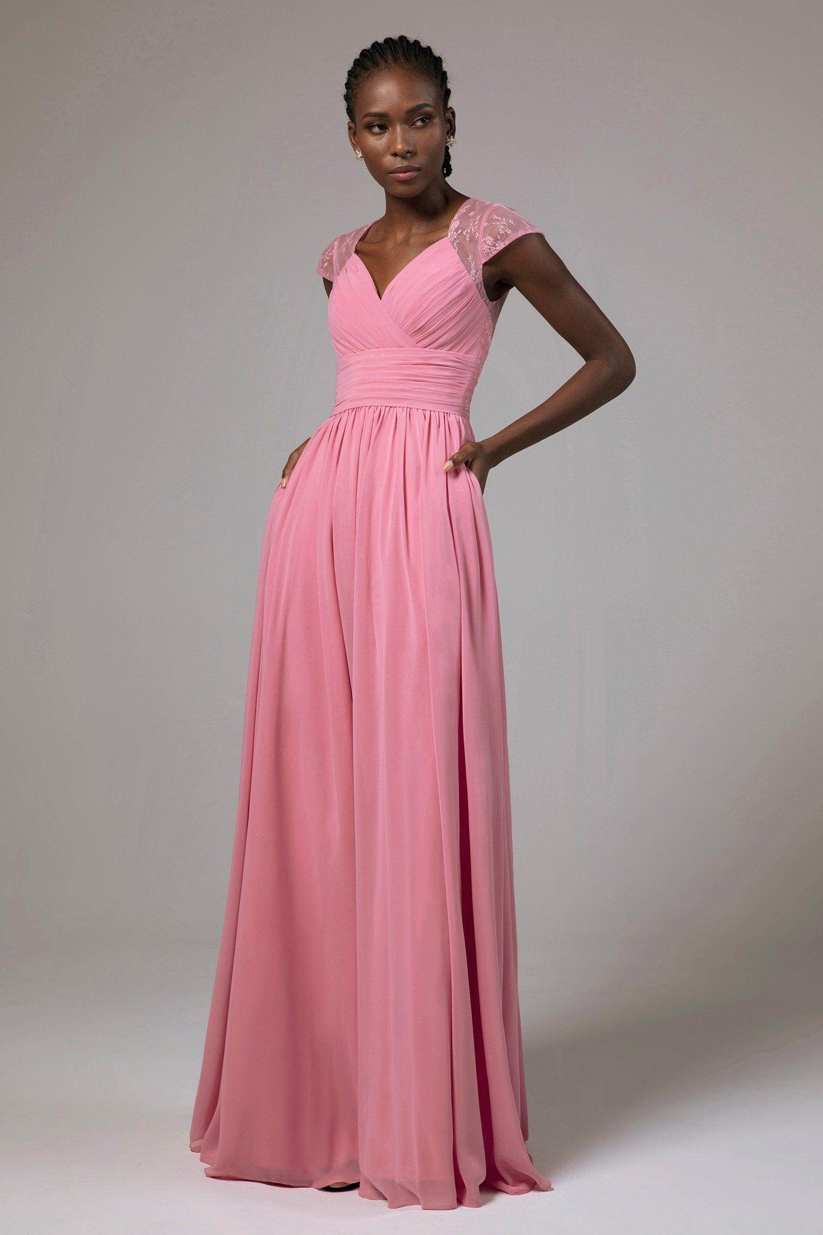 A-Line Floor Length Chiffon Bridesmaid Dress CB0390 - COCOMELODY